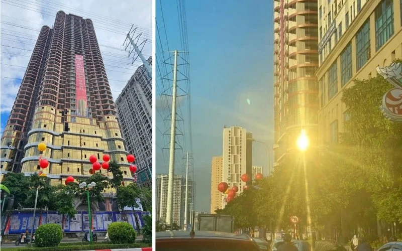 Dự án QMS Tower ốp kính vàng bên ngoài tòa nhà